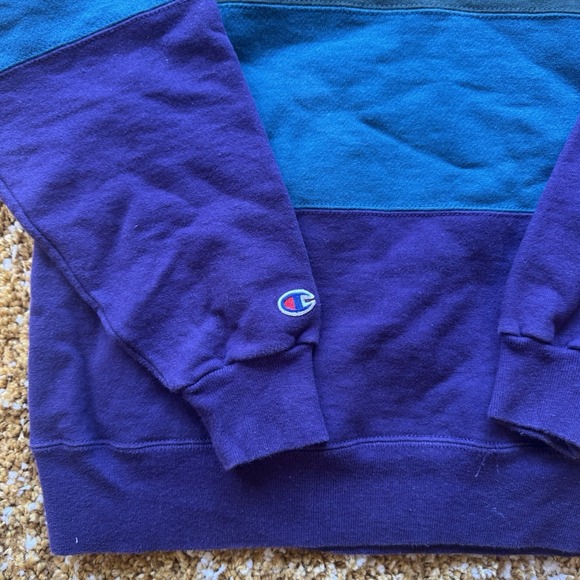 Vintage 90's Champion Crew Neck Sweatshirt Medium Color Block Embroidered USA - Picture 5 of 6